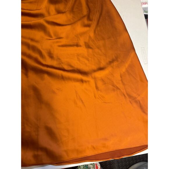 RTR sz 2 Obando collective copper silky one shoulder sleeveless maxi gown solid - Picture 6 of 7